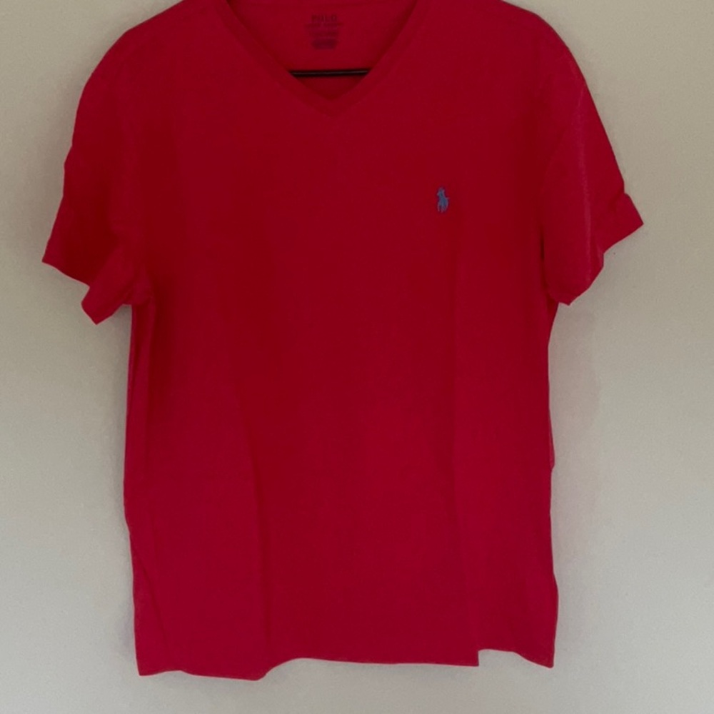 Red Men’s Polo V-Neck T-Shirt with Logo